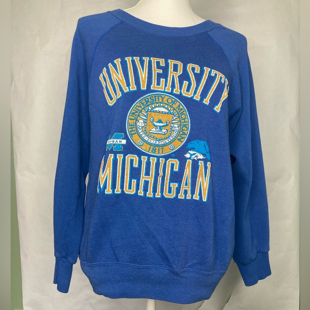 Vintage University of Michigan Wolverines Crewneck Sweatshirt Size Large Retro